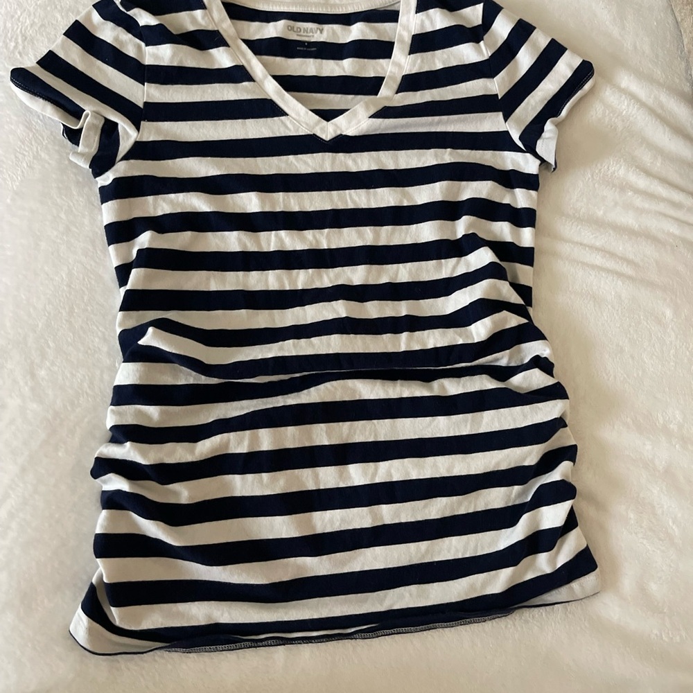 Old Navy Maternity Navy and White Striped Top